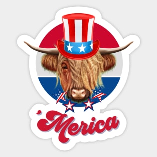 Highland Cow 'Merica Sticker